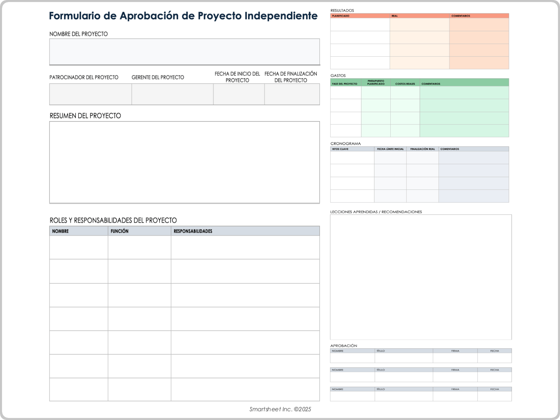 Formulario de aprobación del proyecto independiente