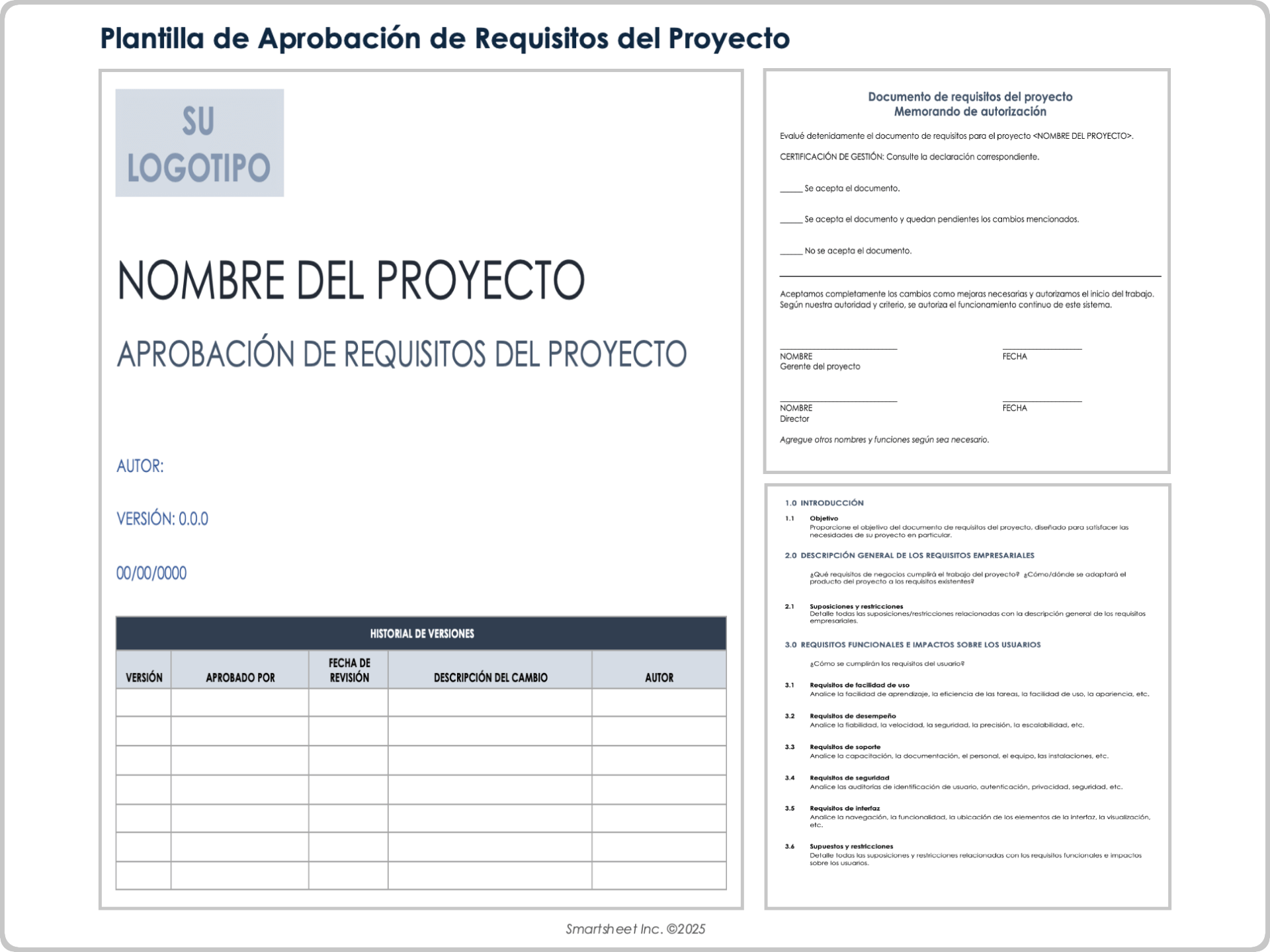 Plantilla de aprobación de requisitos del proyecto