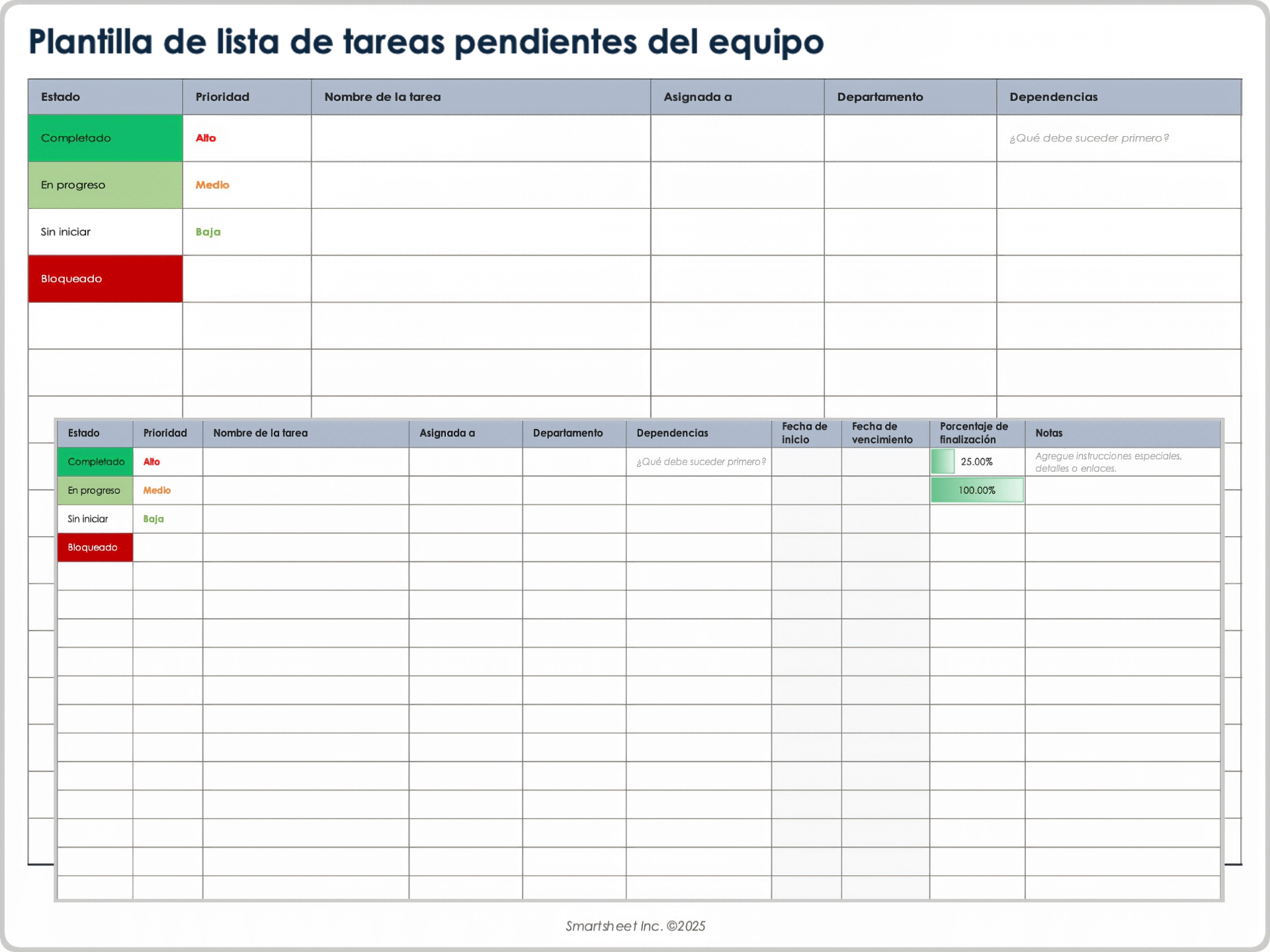 Plantilla de lista de tareas pendientes del equipo