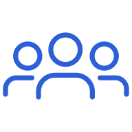 Icono azul de tres personas