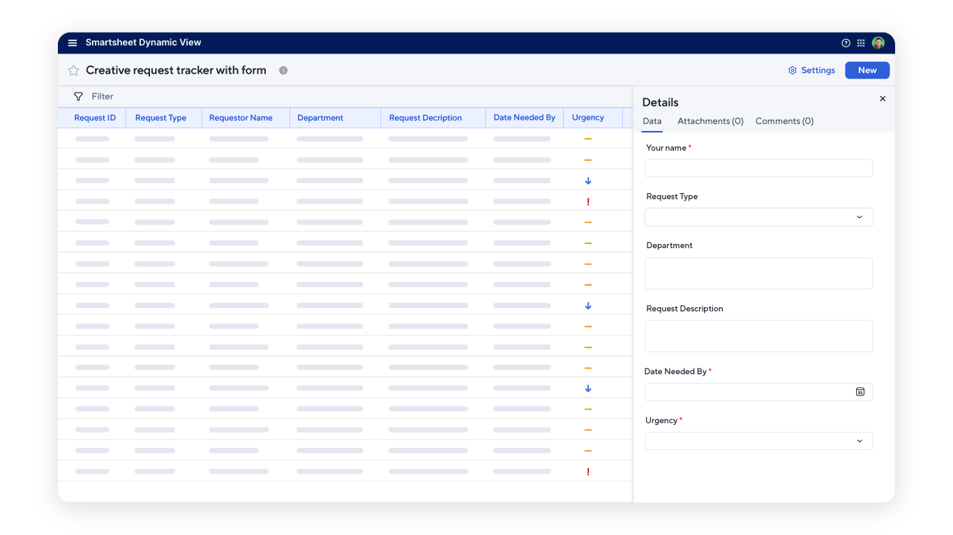dynamic view creative request form example