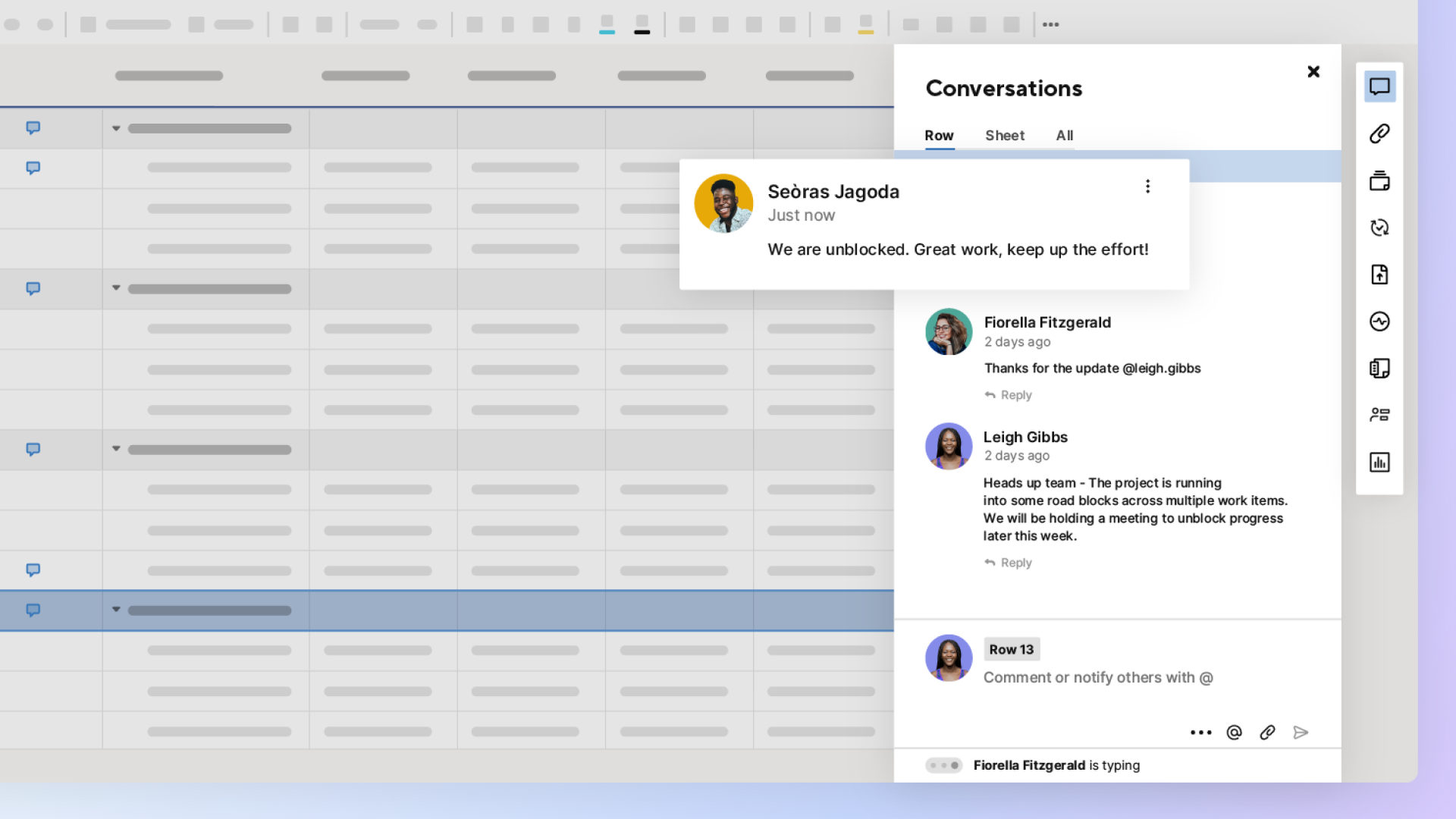 Conversaciones en Smartsheet