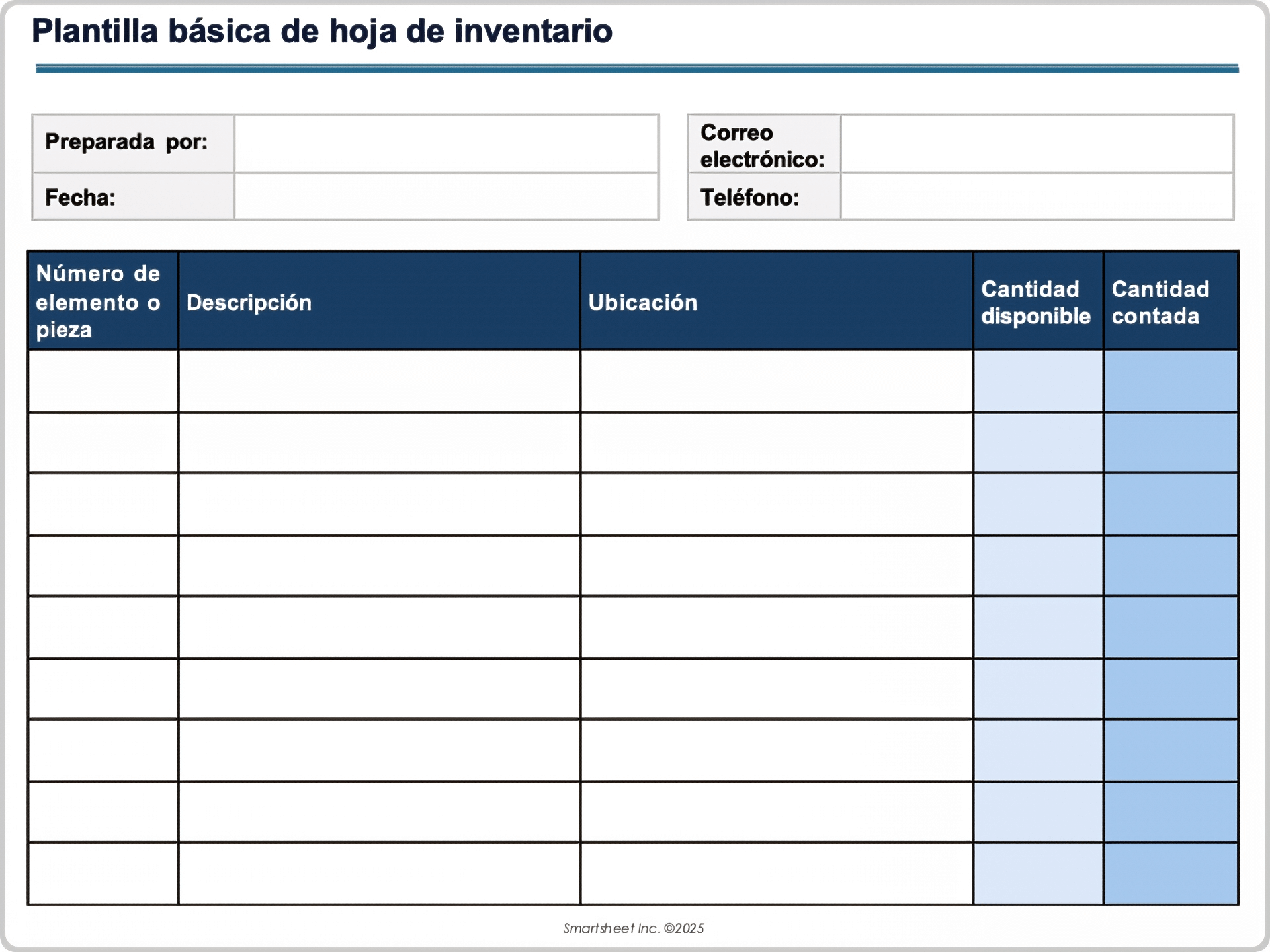 Plantilla básica de inventario