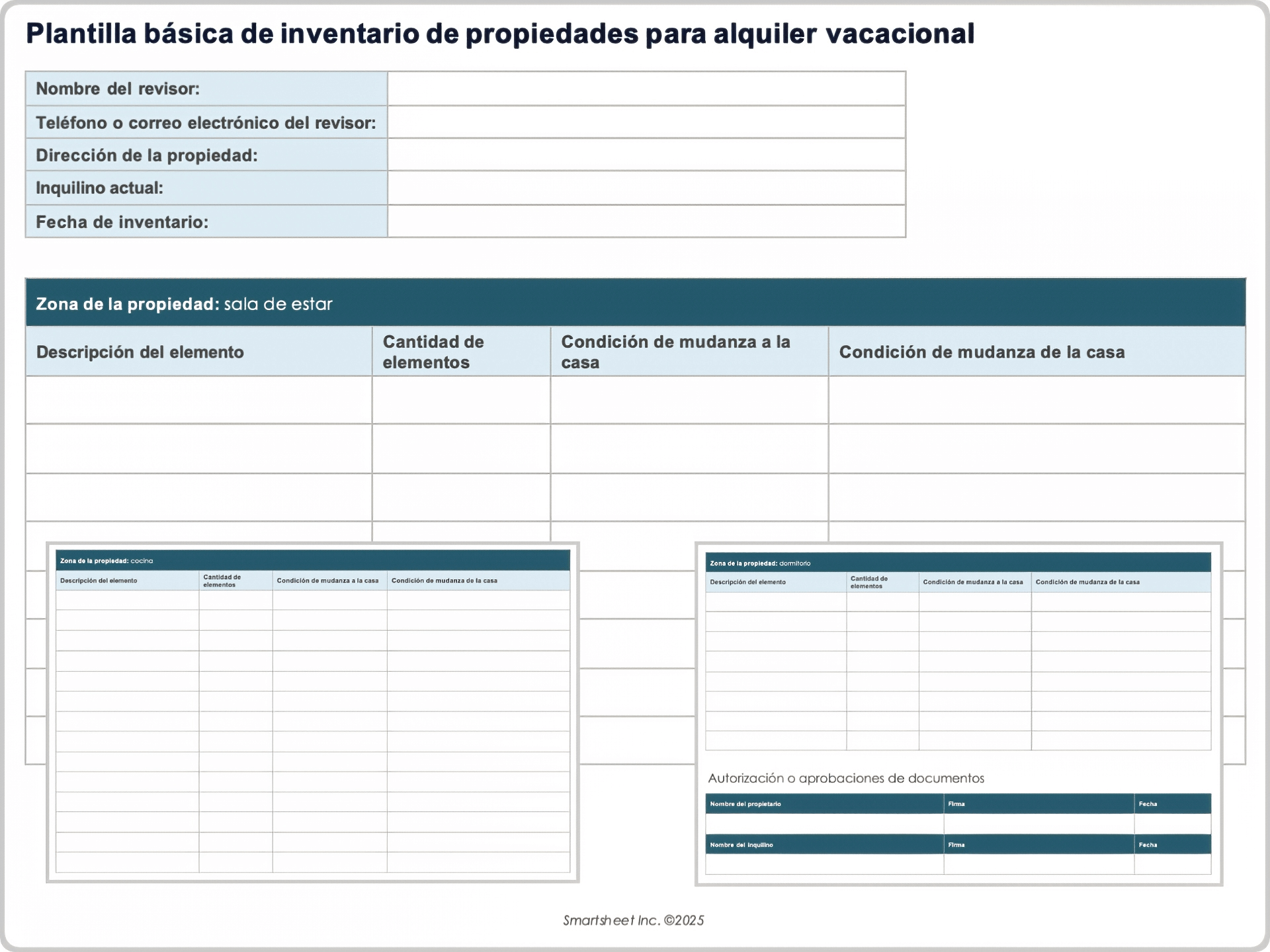 Plantilla básica de inventario de propiedades de alquiler vacacional