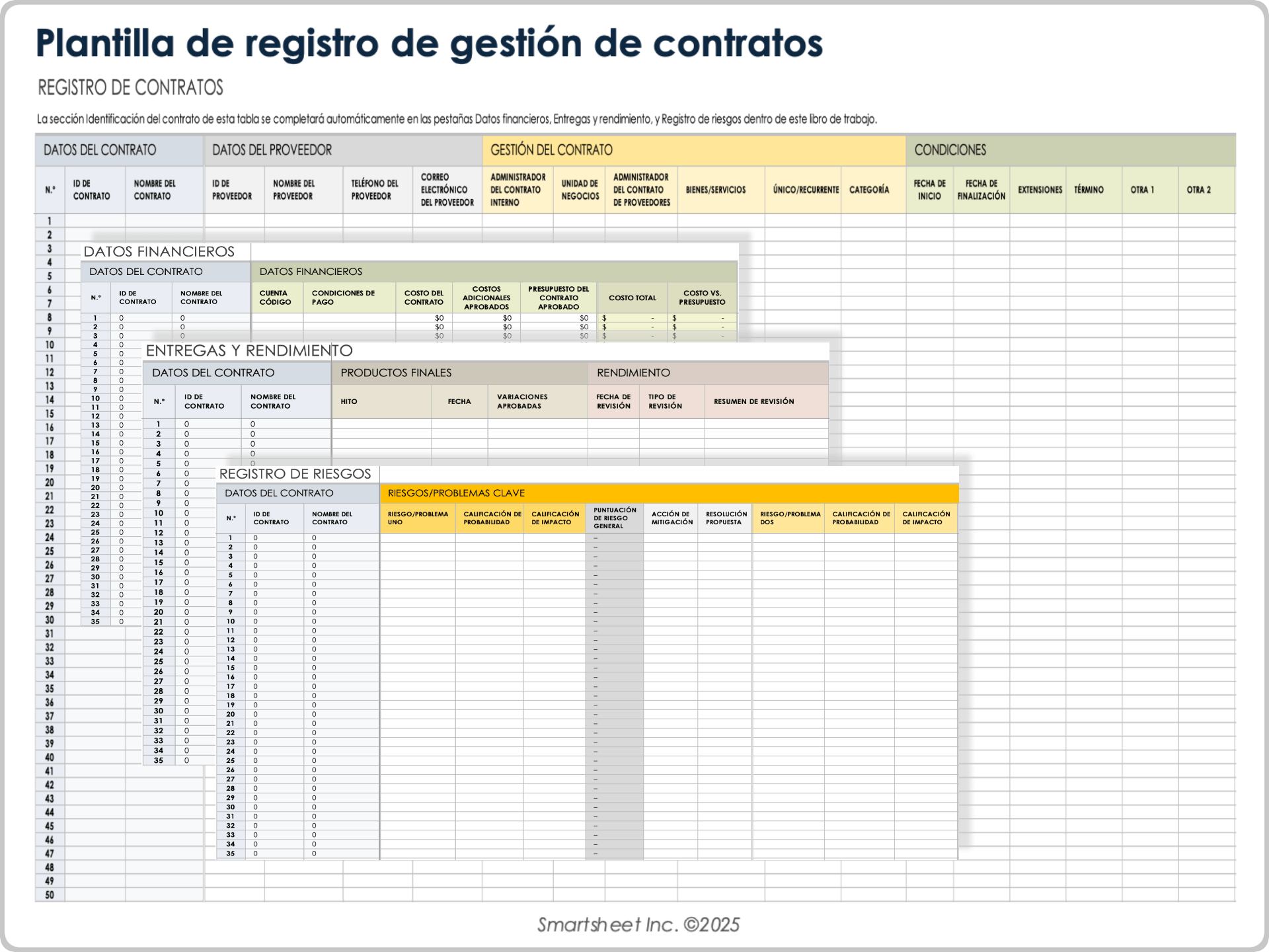 Plantilla de registro de gestión de contratos