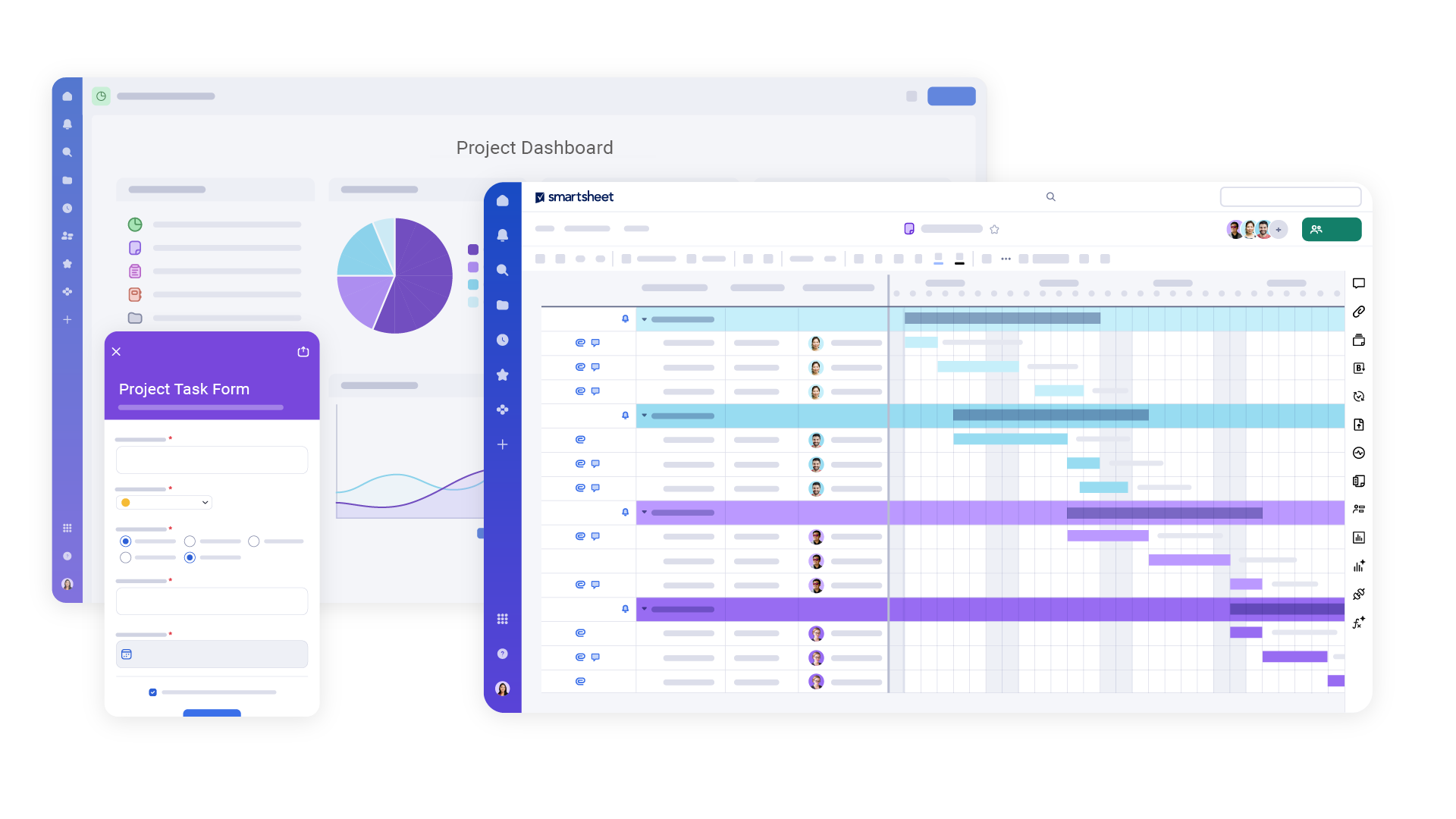 software de proyecto de diagrama de Gantt con múltiples vistas