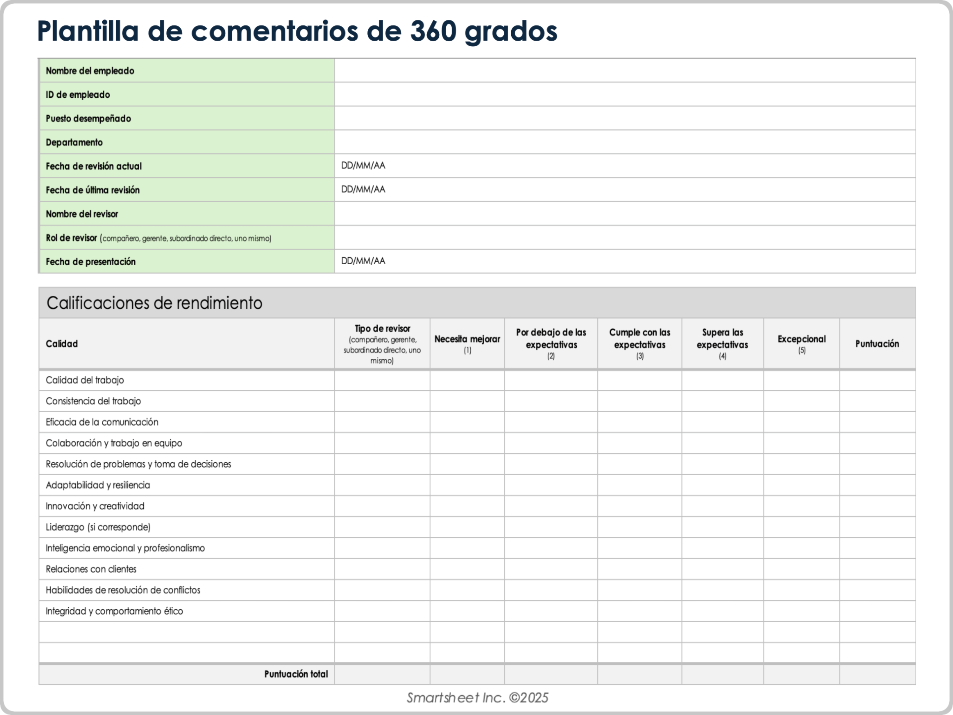  Plantilla de retroalimentación de 360 ​​grados