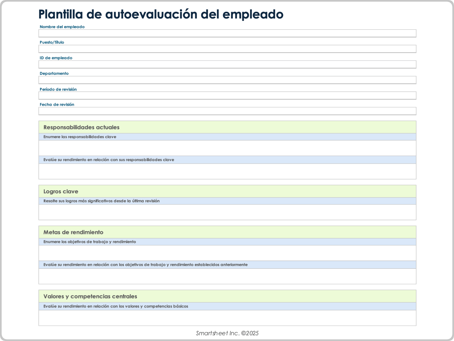  Plantilla de autoevaluación del empleado