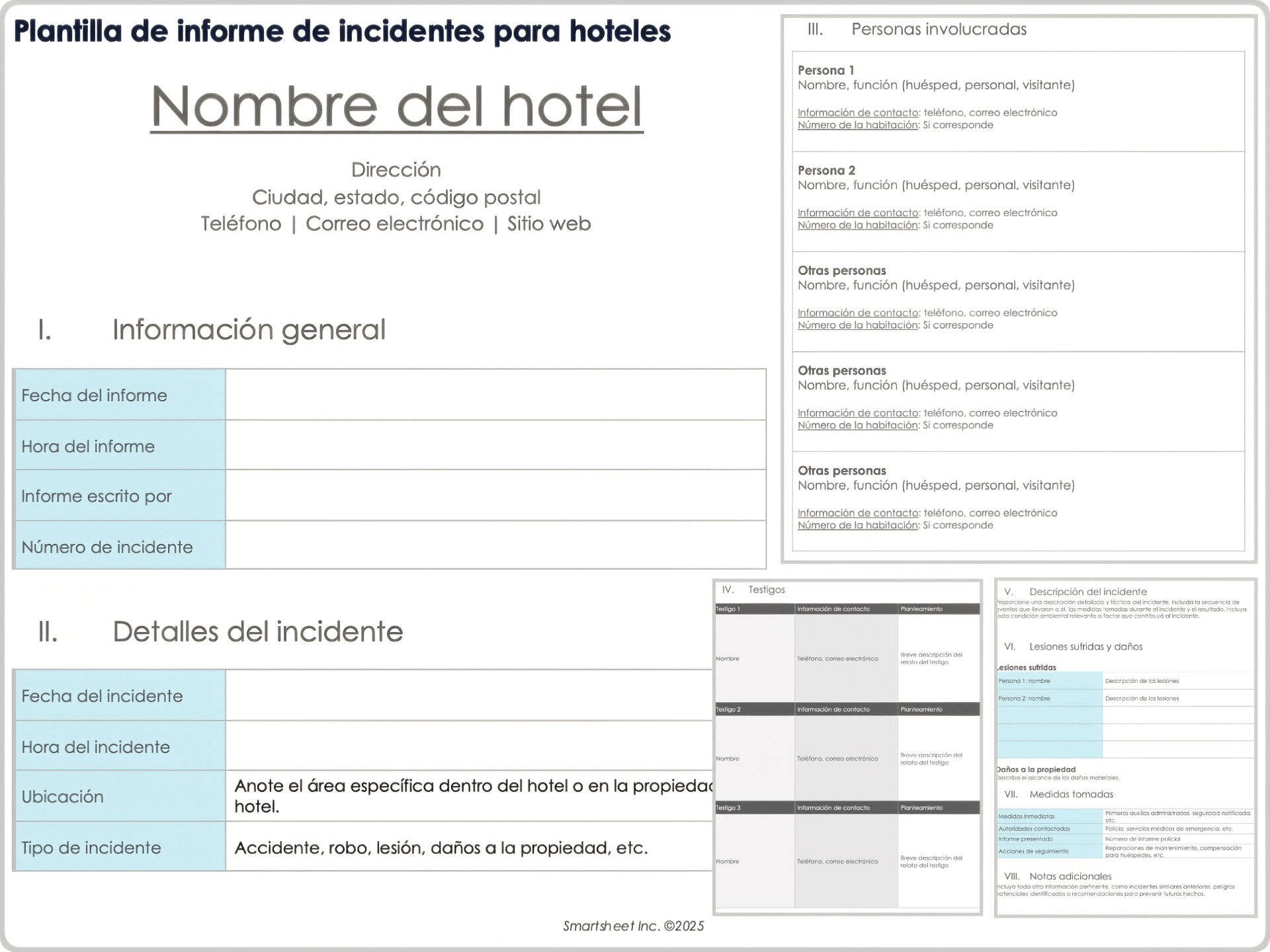 Plantilla de informe de incidentes para hoteles