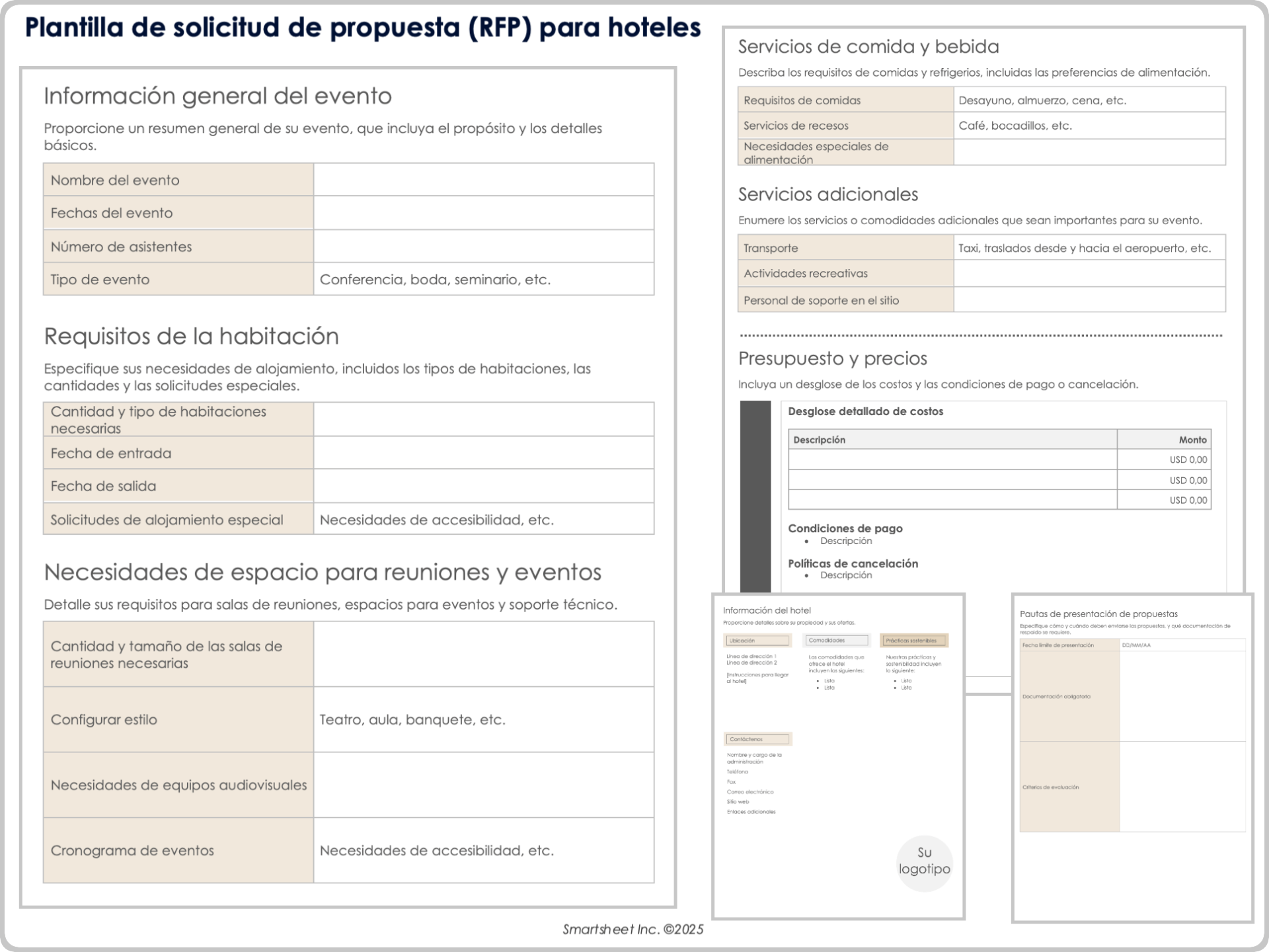 Plantilla de solicitud de propuesta para hoteles