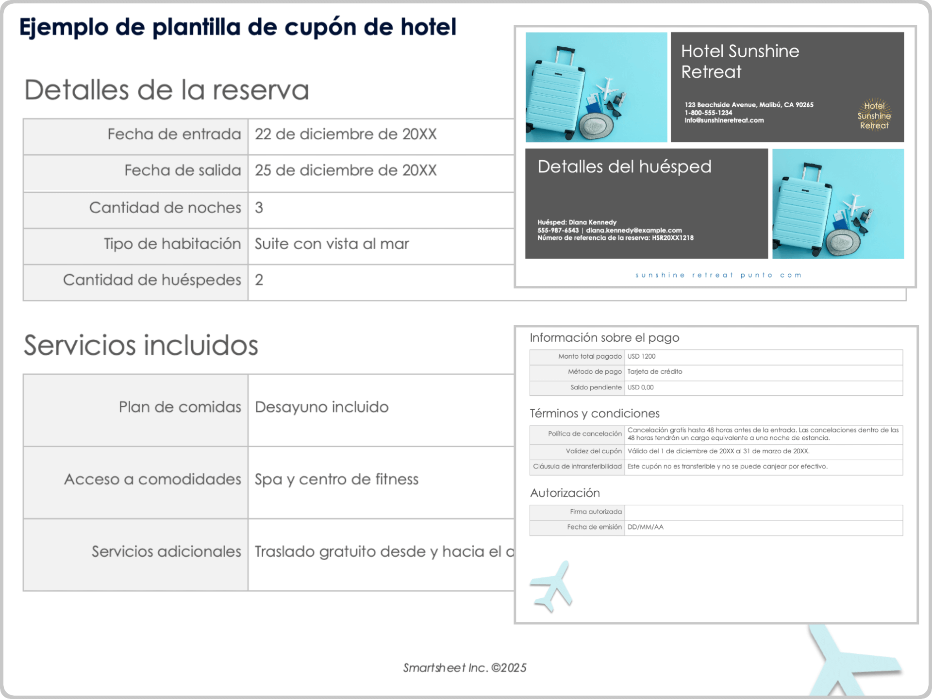 Ejemplo de plantilla de vale para hoteles