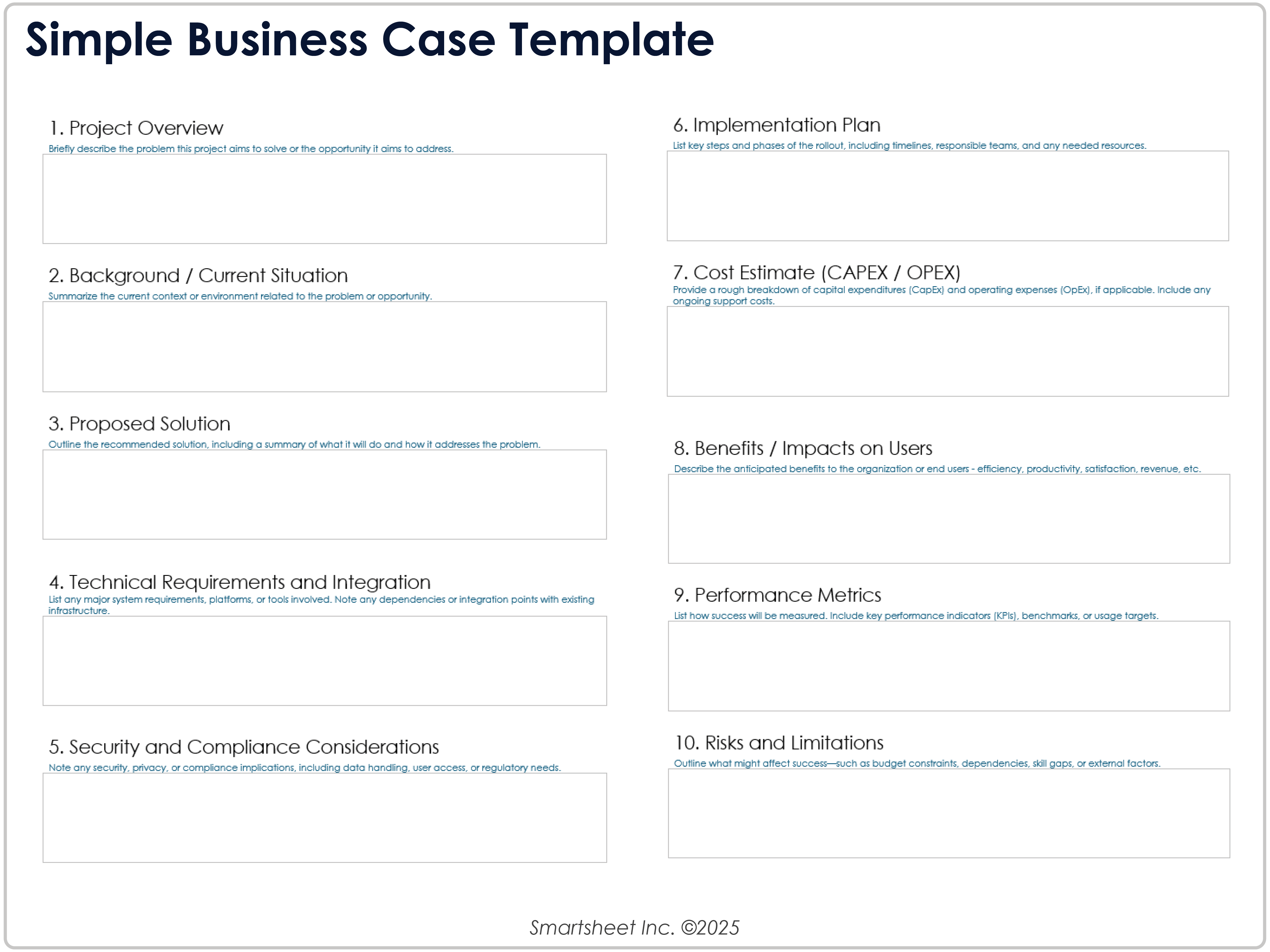 Plantilla de caso de negocios simple