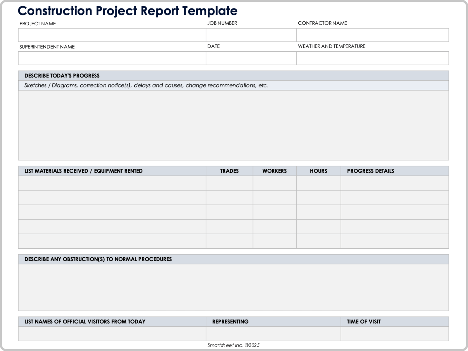Construction Project Report Template