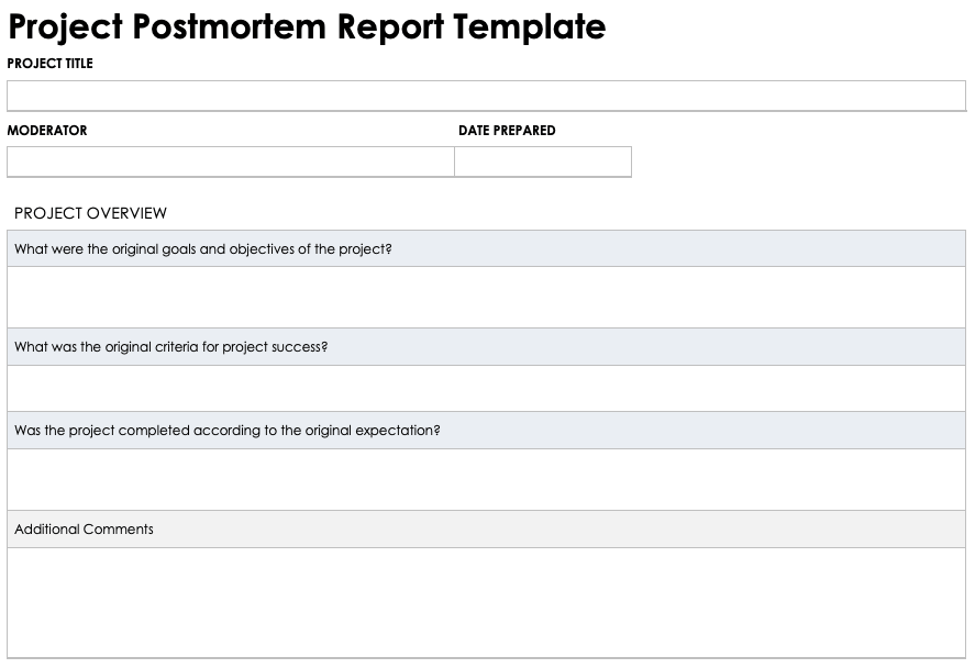 Project Postmortem Report Template