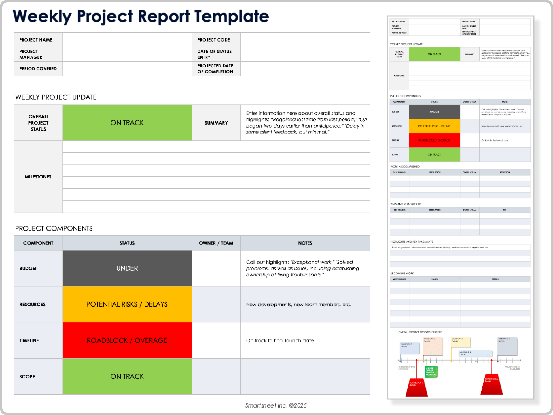 weekly project report template