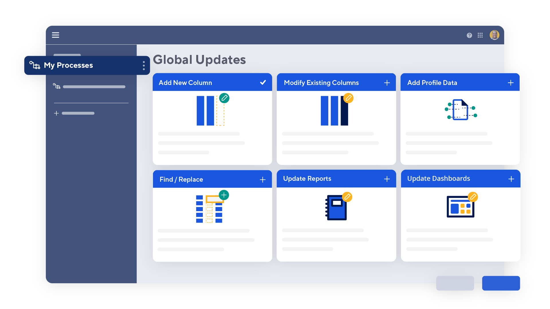 Product screen showing change management