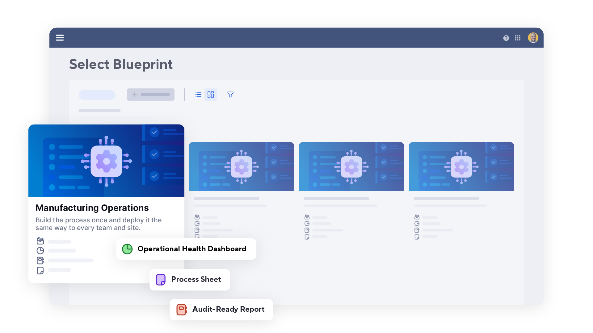 Product screen showing cross team accountability in blueprint