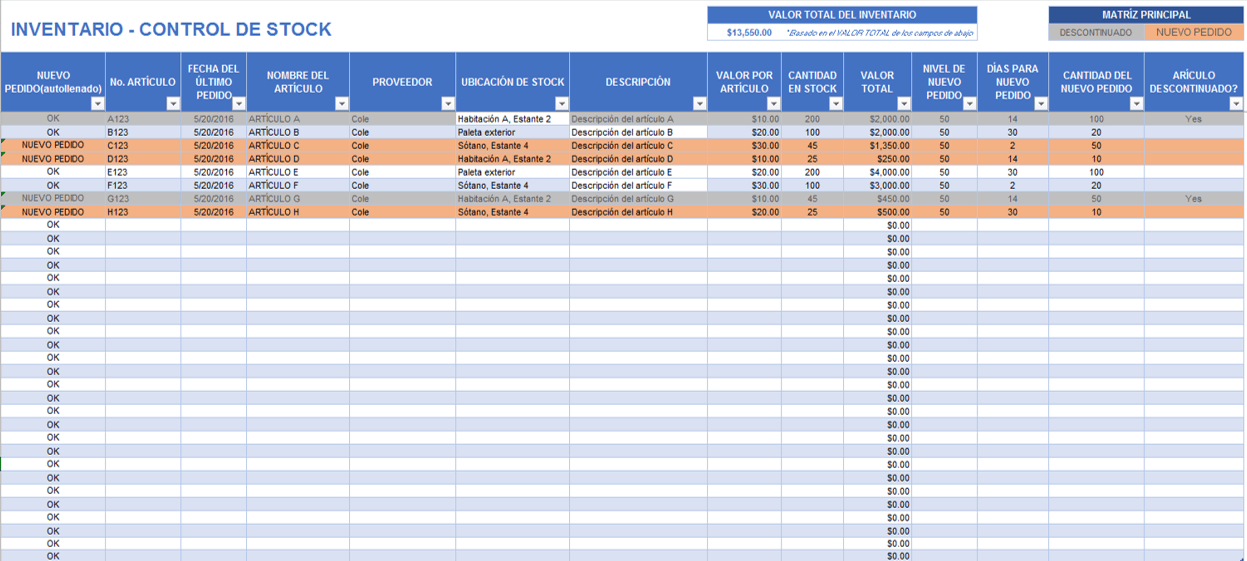 Formato de inventario de materiales