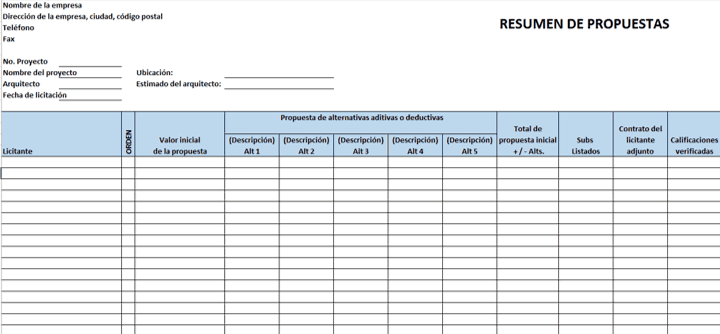 Plantillas Gratis De Excel Para Proy De Construccion