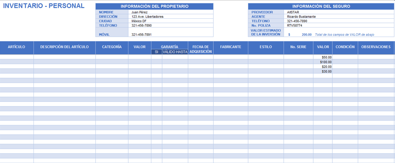 Plantillas gratis de inventario en Excel Smartsheet