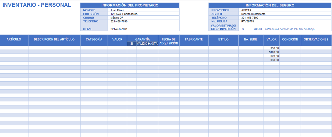 Plantilla de Excel Formulario De Compra De Artículos De Oficina Y