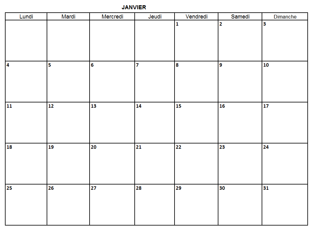 Créez un calendrier 2016 dans Excel (Modèle gratuit).