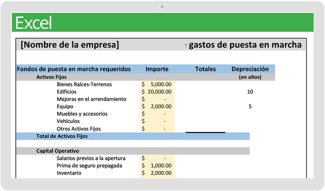 Plantilla de proyecciones financieras