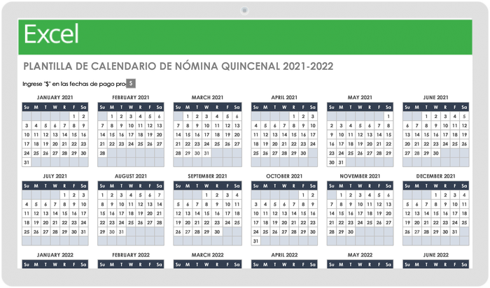 Calendario de Nómina Quincenal 2021-2022