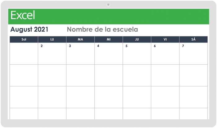 Plantilla de calendario escolar mensual 2021-2022
