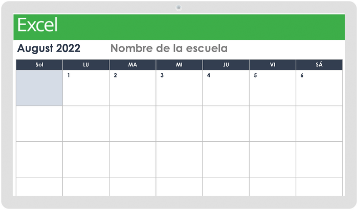 Plantilla de calendario escolar mensual 2022-2023