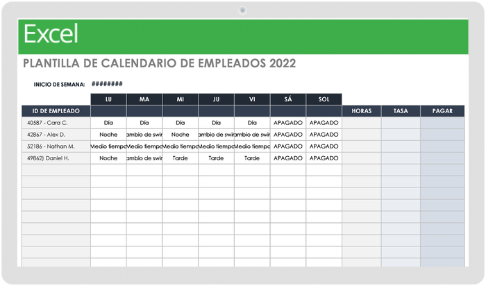 CALENDARIO DE EMPLEADOS 2022