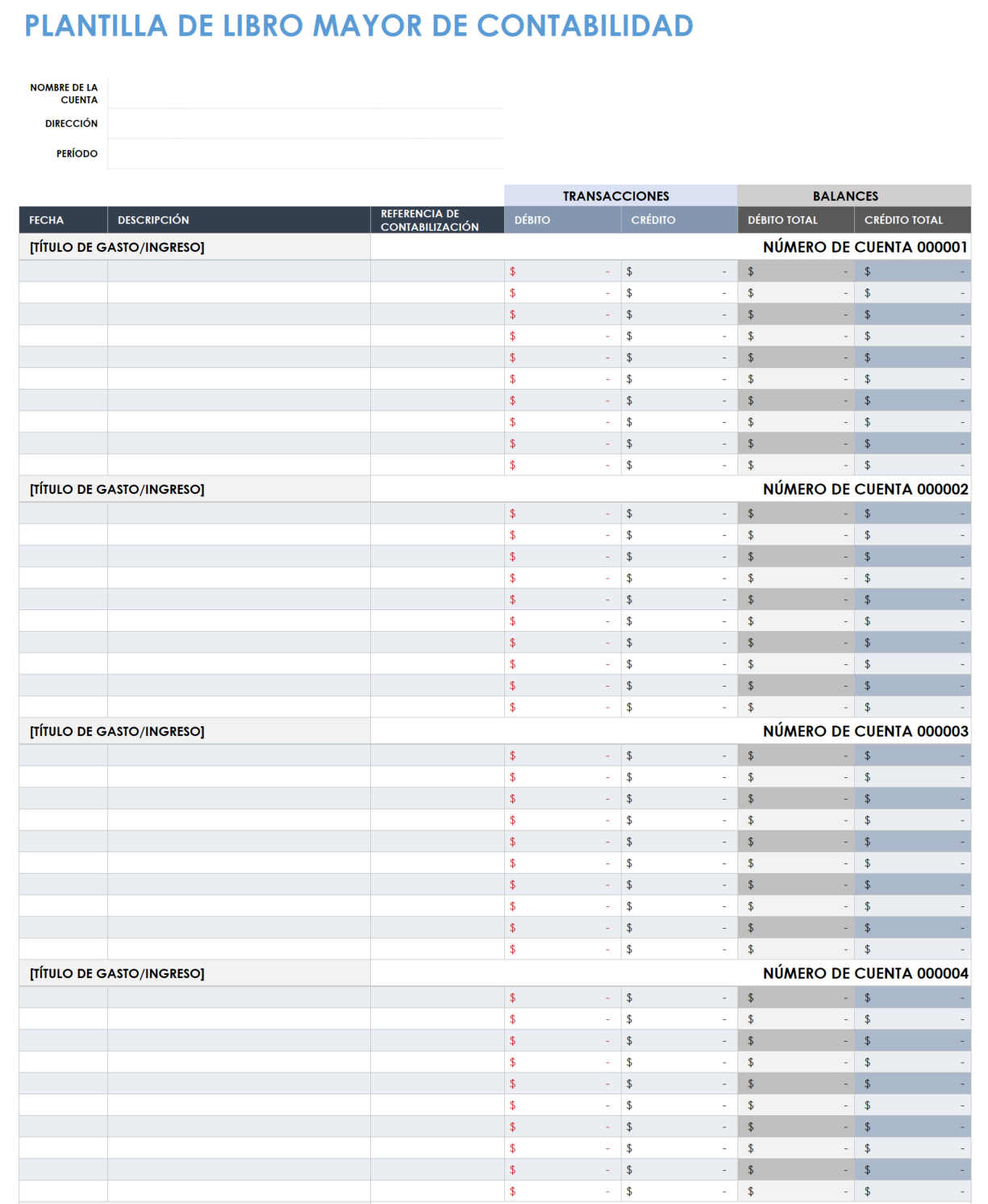  Libro de Contabilidad: Libro Mayor Simple