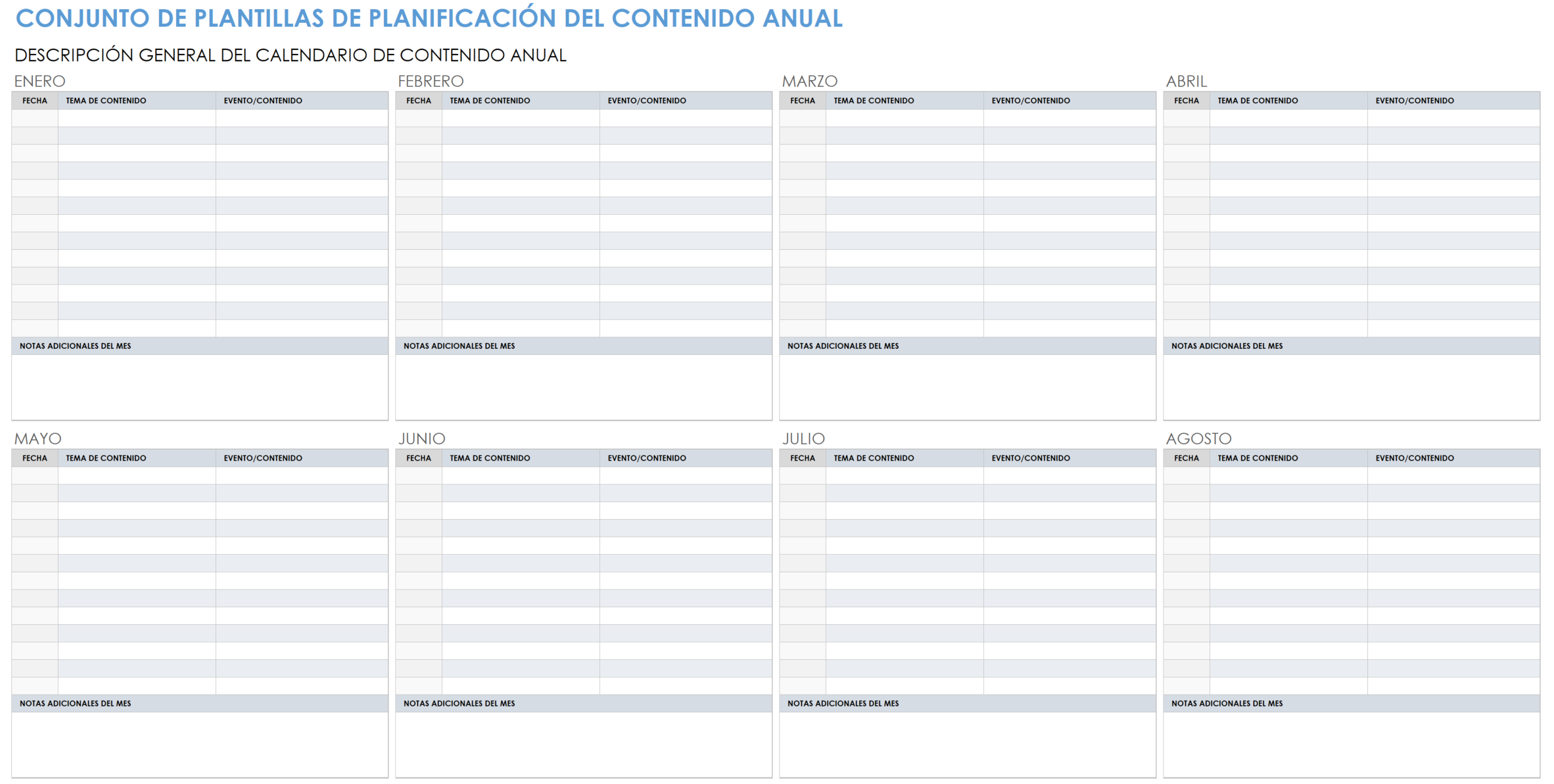 Planificación anual de contenidos