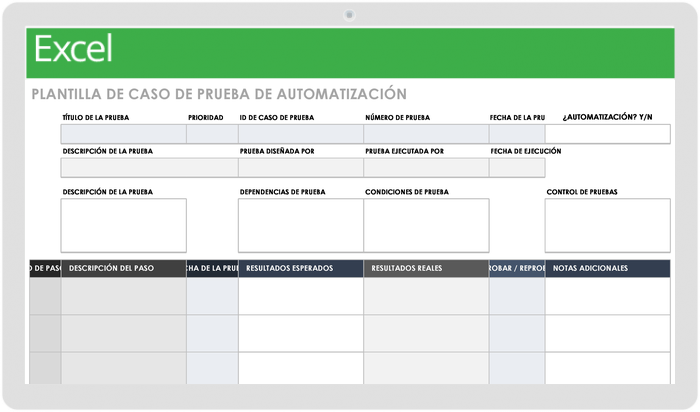 Plantilla de Caso de Prueba de Prueba de Automatización