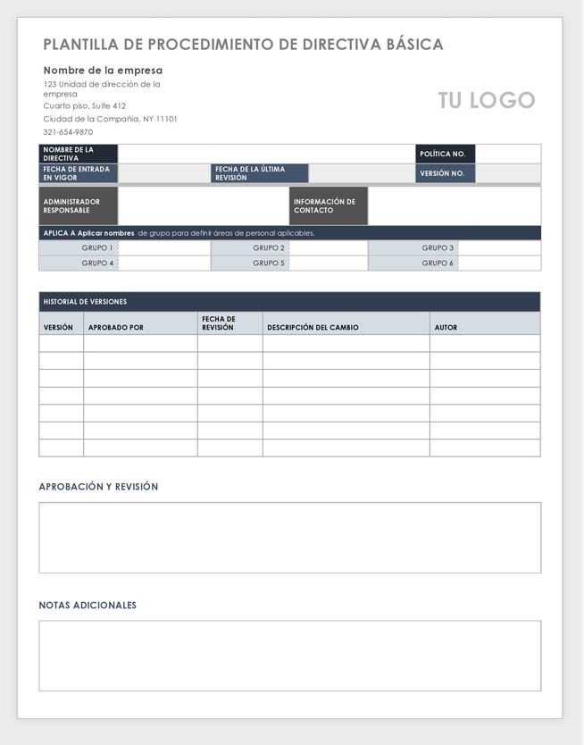 modelo de manual de politicas de la empresa