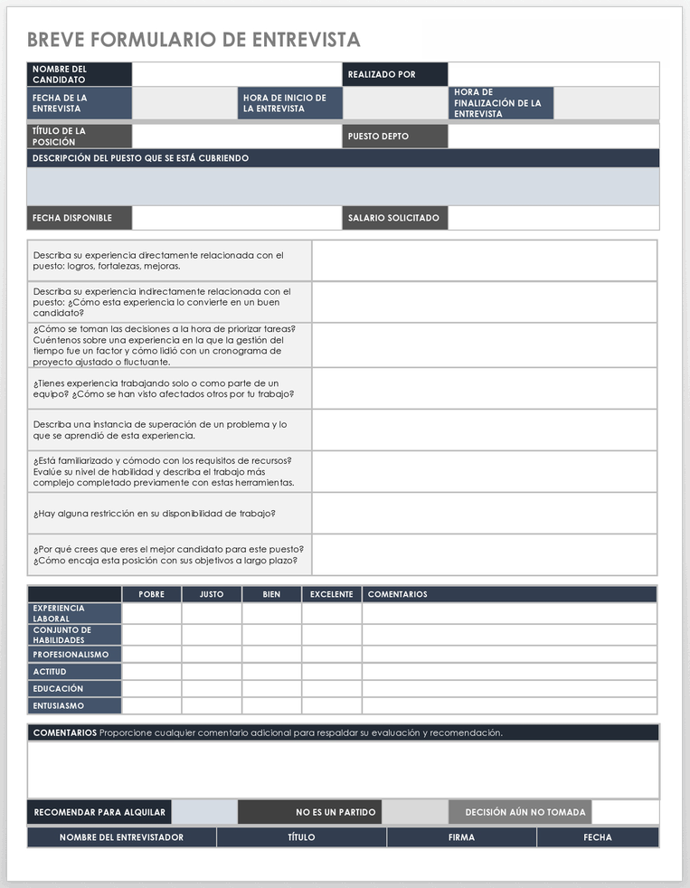 Plantillas de entrevistas y cuadros de mandos gratuitos | Smartsheet