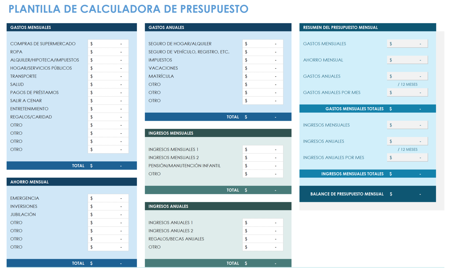 Presupuesto mensual eficiente