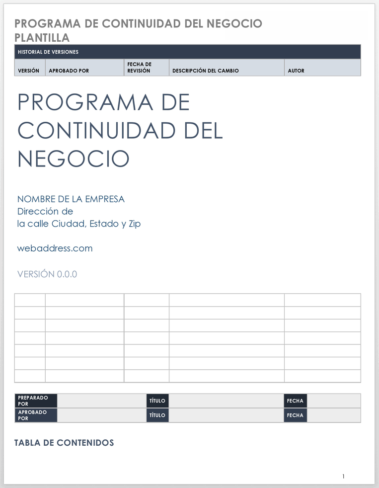 Programa de Continuidad de Negocios