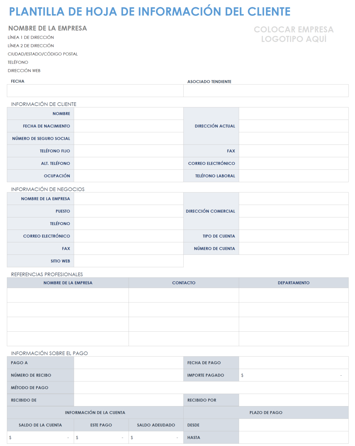 Plantillas Y Formularios Gratuitos De Información De Clientes Smartsheet