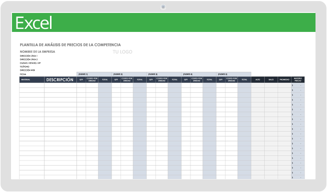 Plantillas gratuitas de comparación de precios | Smartsheet