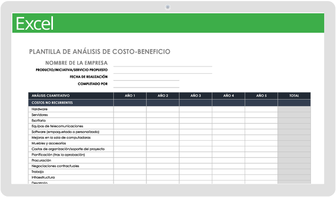 Plantilla de análisis de costos y beneficios