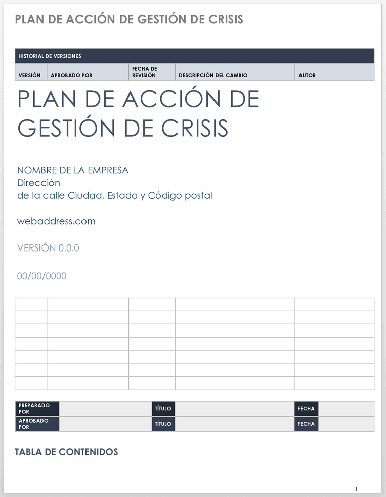  Plantilla de plan de acción de gestión de crisis