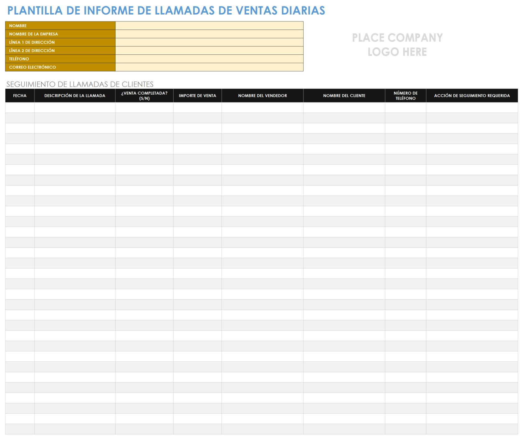  Plantilla de informe de llamadas de ventas diarias