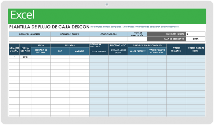 Formato de estado de flujo de efectivo para excel GRATIS