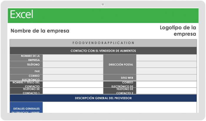 Plantilla de Solicitud de Vendedor de Alimentos