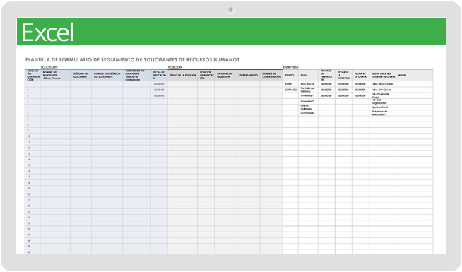 Plantilla de formulario de seguimiento de solicitantes de recursos humanos