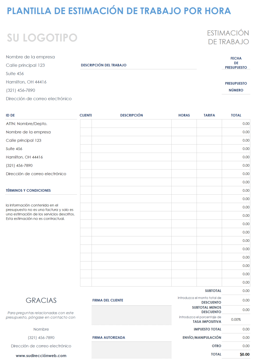 Estimación de trabajo por hora