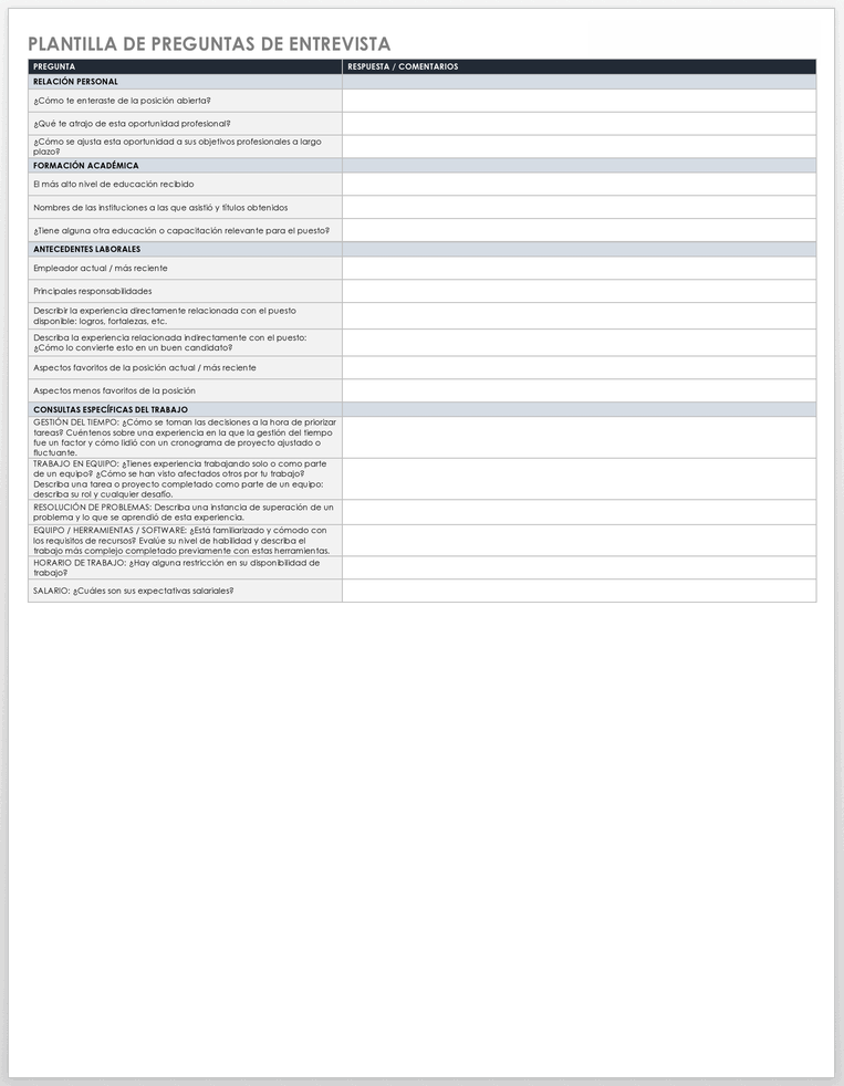 Plantillas de entrevistas y cuadros de mandos gratuitos | Smartsheet