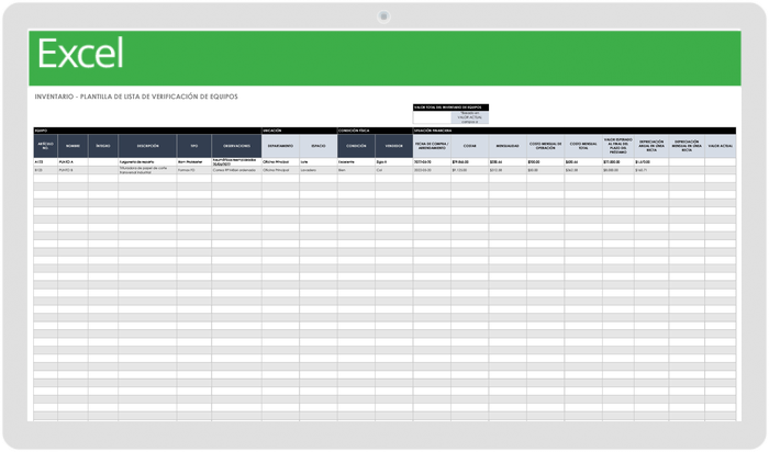 Inventory Equipment Template Checklist - ES