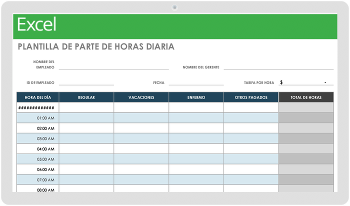 Plantilla control horario Excel gratis - Trogis